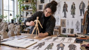 Character artist studying fully clothed gesture, proportion, posture, portrait structure, and fabric behavior